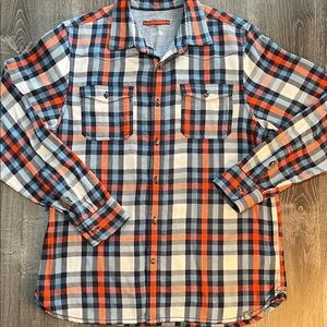 The North Face Men's Plaid Flannel Shirt - Blue, Orange, and White